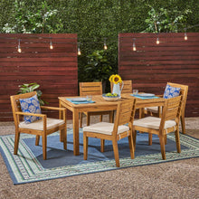 Load image into Gallery viewer, Outdoor 6 Seater Expandable Dining Set With Cushions - Sandblasted Natural / Beige