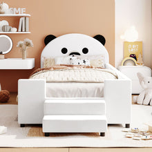 Load image into Gallery viewer, Upholstered Daybed With Bear Shaped Headboard, Hydraulic System And Breathable Fence