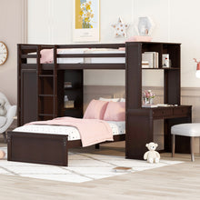 Load image into Gallery viewer, Loft Bed With A Stand Alone Bed, Shelves, Desk, And Wardrobe