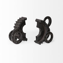 Load image into Gallery viewer, Industrial Cog Bookends (Set of 2) - Matte Black