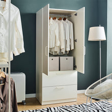 Load image into Gallery viewer, Emma - 2 Door Closet With 2 Drawers And Hanging Bars - White