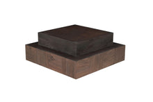 Load image into Gallery viewer, 40" Solid Wood Square Block Coffee Table - Dark Brown And Black