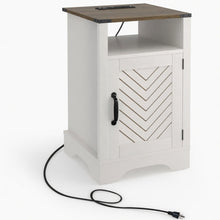Load image into Gallery viewer, Farmhouse Nightstand With Charging Station & Storage