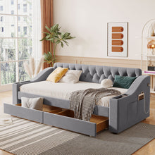 Load image into Gallery viewer, Upholstered Daybed With Storage Armrests And USB Port