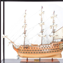 Load image into Gallery viewer, HMS Victory Boat Tabletop Sculpture With Case - Black / Light Brown