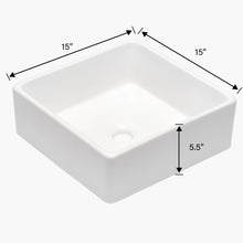 Load image into Gallery viewer, Elegant European Style Ceramic Square Vessel Bathroom Sink - White