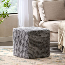 Load image into Gallery viewer, Chabani - Indoor Modern Knitted Fabric Cube Pouf Ottoman - Light Gray