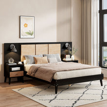 Load image into Gallery viewer, Bed Frame With 2 Nightstands Elegant Design With Lamps