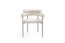 Load image into Gallery viewer, Gunmetal Boucle Stainless Steel Open Back Dining Arm Chairs (Set of 2) - Light Gray