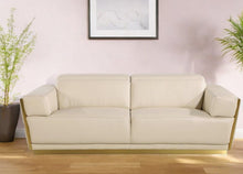 Load image into Gallery viewer, Leather Sofa - Beige / Gold