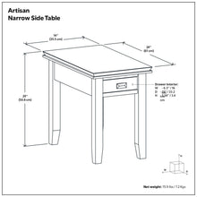 Load image into Gallery viewer, Artisan - Handcrafted Narrow Side Table