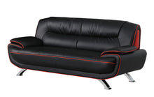 Load image into Gallery viewer, Leather Sofa With Silver Legs - Black