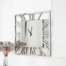 Load image into Gallery viewer, Mirrored Silent Analog Square Wall Clock - Silver