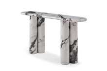Load image into Gallery viewer, Genuine Marble And Stone Double Pedestal Console Table - White