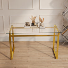 Load image into Gallery viewer, Modern Minimalist Rectangular Dining Table With Tempered Glass Top