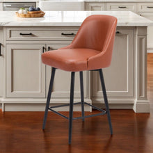 Load image into Gallery viewer, Faux Leather And Steel Counter Height Swivel Bar Chair - Brown And Black