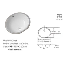 Load image into Gallery viewer, Elegant Ceramic Oval Undermount Bathroom Sink With Overflow