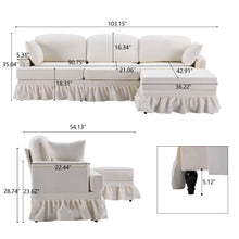 Load image into Gallery viewer, Cloud Sofa With Removable Ruffled Skirt With Ottoman And Flared Arms