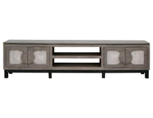 Load image into Gallery viewer, Solid Wood Cabinet Enclosed Storage Distressed TV Stand - Gray