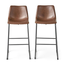 Load image into Gallery viewer, Barstool With Upholstery And Foot Rail - Vintage Brown
