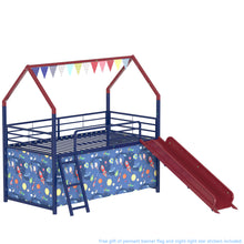 Load image into Gallery viewer, Jack - House Loft Bed With Slide And Curtain Set