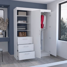 Load image into Gallery viewer, 79" Wood Two Door Three Drawer Combo Dresser - White