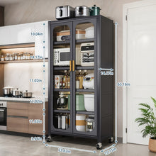 Load image into Gallery viewer, 6 Tier Storage Cabinet With Transparent Door, Adjustable Shelves & Wheels