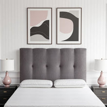 Load image into Gallery viewer, Bridgevine Home - Queen Size Tufted Upholstered Headboard With Nailhead Trim - Gray