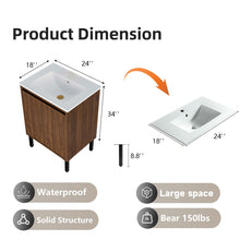 Load image into Gallery viewer, Bathroom Vanity With Ceramic Sink, Floor-Standing Design, Soft-Closing Drawers
