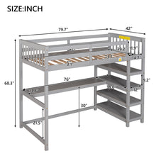 Load image into Gallery viewer, Loft Bed With Storage Shelves And Under Bed Desk