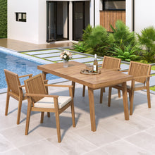 Load image into Gallery viewer, 5 Piece Patio Furniture Set Acacia Wood Table And 4 Heavy Duty Cushioned Chairs
