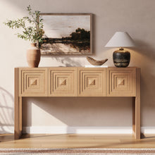 Load image into Gallery viewer, Geometric Carved Console Table With 3 Soft Close Drawers