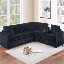 Load image into Gallery viewer, Modern Style L-Shape Sectional Set, USB Ports, Cup Holder