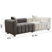 Load image into Gallery viewer, 3 Seater Sofa With Metal Base Legs And 2 Pillows In +, 87.4" Premium Couch For Living Room - White / Gray
