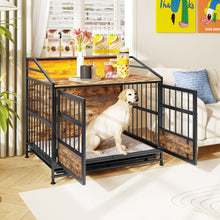 Load image into Gallery viewer, Multi Function Dog Crates With Storage, Double Doors, Indoor Dog Crate - Black Brown