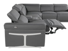 Load image into Gallery viewer, Italian Leather Modular L Shaped Six Piece Corner Sectional With Console - Gray