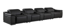 Load image into Gallery viewer, Italian Leather Reclining Metal USB Sofa (720412) - Black
