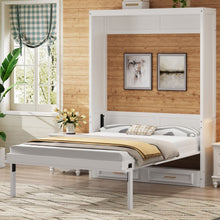 Load image into Gallery viewer, Full Size Murphy Bed With 2 Drawers - Beige