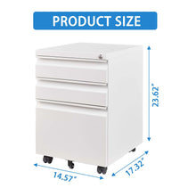 Load image into Gallery viewer, Metal Drawer Mobile File Cabinet With Lock For Home Office Organizer
