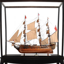 Load image into Gallery viewer, Hand Painted HMS Surprise 1796 Large Floor Display Case Model Boat - Brown