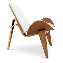 Load image into Gallery viewer, Faux Leather Lounge Chair - White And Wood Brown