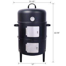 Load image into Gallery viewer, Heavy Duty Round Bbq Grill 17" Steel Charcoal Smoker For Outdoor Cooking - Black