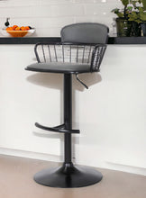 Load image into Gallery viewer, Faux Leather With Metal Swivel Low Back Adjustable Height Bar Chair - Gray And Black