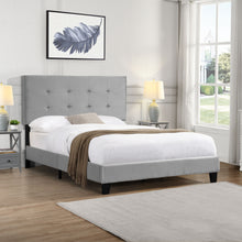 Load image into Gallery viewer, Full Size Upholstered Platform Bed Frame With Pull Point Tufted Headboard, Strong Wood Slat Support, Mattress Foundation, No Box Spring Needed - Gray