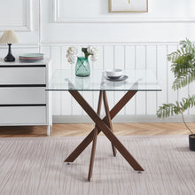 Load image into Gallery viewer, Dining Table With Cross Metal Leg And Tempered Glass, Modern Space Saving Kitchen Table For Living Room Legs, Square Table