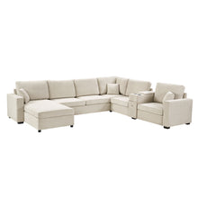Load image into Gallery viewer, Modular 5 Seat U-Shape Sectional Sofa With Chaise Lounge, Built In Cup Holders And Storage Drawer