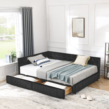 Load image into Gallery viewer, Mid-Century Storage Upholstered Tufted Bed Frame With Backrest And Armrests