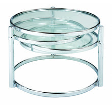 Load image into Gallery viewer, Glass And Steel Round Nested Coffee Tables With Three Shelves - Clear And Silver