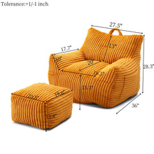 Load image into Gallery viewer, Giant Bean Bag Chair With Armrests And Footstool