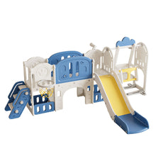 Load image into Gallery viewer, Oddler Slide Kids Slide For Toddlers, Playground With Basketball Hoop, Extra Long Aisle, Strong Swing - Blue / Yellow